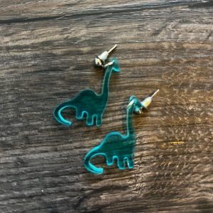 Earthbound: Blue Stegosaurus Earrings